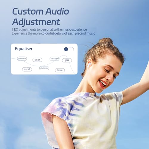 Image of Wireless Touchscreen Earbuds with Smart Touch Screen Case - TWS True Wireless Bluetooth 5.4 Headphones - ANC Active Noise Cancelling - Blue Tooth Earphones for iPhone Android