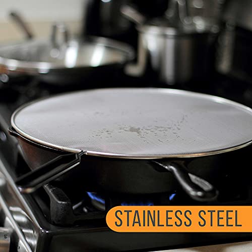 U.s. Kitchen Supply Set Of 3 Classic 13" Splatter Screens - Stainless Steel Fine Mesh, Comfort Grip Handles - Use On Boiling Pots Frying Pans - Grease Oil Guard, Safe Cooking Splash Protection Lid #TOP4