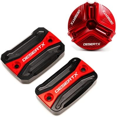 Dla Ducati dla DesertX 2022 2023 akcesoria motocyklowe CNC przedni korek płynu hamulcowego i amp; Osłona korka korka oleju silnikowego (Color : FBCE Red)