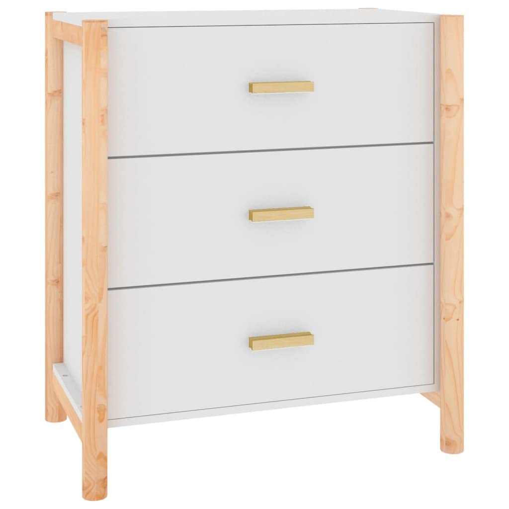 Armario de almacenamiento y aparador blanco de 62 cm con patas de madera