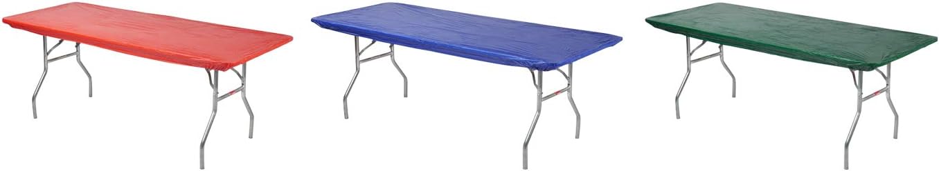 Kwik-Covers 6 Foot Rectangular Fitted Plastic Table Covers, Bundle of 3