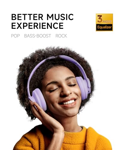 Image of Picun B8 Headphones Wireless Bluetooth, 120H Bluetooth Headphone Over Ear with 3EQ Music Modes, Hands-Free Calls, Deep Bass Headphones for Travel Home Office Cellphone PC (Purple)