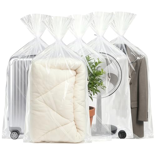 5 Pack Extra Large Clear Plastic Storage Bags 60 * 90CM Heavy Duty Storage Bags Flat Large Plastic Bags for Luggage Suitcase Quilts Plush Toys Thickened Sturdy Dustproof