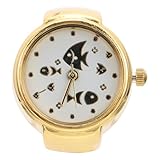 KOMBIUDA Reloj de Anillo Dorado Pequeño para Mujer Reloj Digital Elegante de Aleación Suave Diseño Casual y Decorativo Accesorio Bijouterie para Uso Diario
