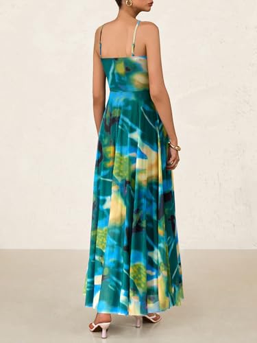 Image of BTFBM Women Summer Maxi Dresses Elegant Wedding Guest Dress | Cowl Neck,Spaghetti Strap,Mesh,Floral,A-Line,Flowy,Party,Cocktail,Homecoming,Graduation,Sundress,Prom,Beach Long Dresses