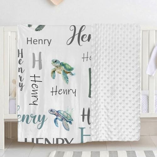 Personalized Baby Blankets for Boys Girls Sea Turtle Baby Blanket Soft Plush Minky Baby Blanket with Name Receiving Blankets Girl Boy Newborn Toddler Kids Customized Baby Blanket3