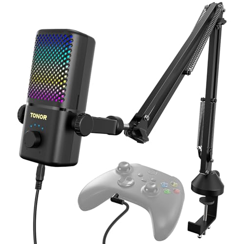 TONOR Gaming Mic Compatible with Xbox, RGB Streaming Boom Mic with 30H Battery Life, Low Noise...