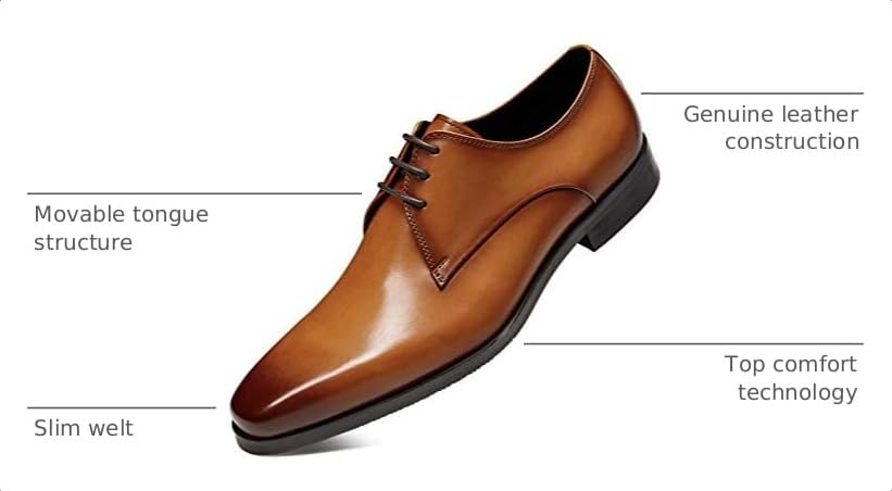 Image of Mens Oxford Shoes Genuine Leather Dress Shoes