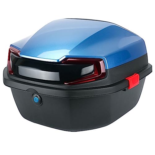 JUNNIU baúl de la Caja Superior de la Motocicleta 41L Almacenamiento de Equipaje de la Caja Trasera de Gran Capacidad, baúl de Scooter de ciclomotor Impermeable portátil, 43X41X30 cm/Azul Decoration