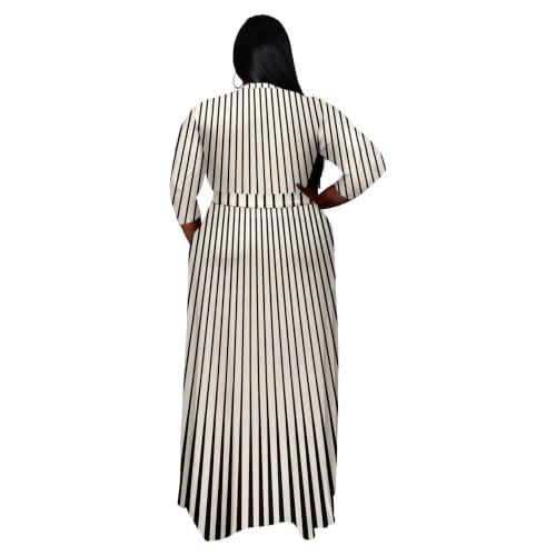 Image of Runwind Plus Size Dresses for Women Floral Maxi Dress Flowy 3 /4 Sleeve with Belt