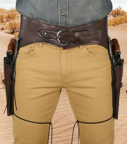 Cowboy Revolver Holster - Vintage Western Holster for Costume, Role Playing, and Creating a Medieval Cowboy Vibe - Fits 34-39" Waist, Ideal for Slim Builds