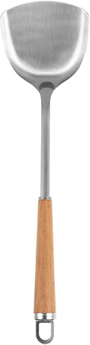 Juego de 2 piezas de utensilios de cocina de acero inoxidable, utensilios de cocina de metal, espátula profesional para wok, espátula para cocina,