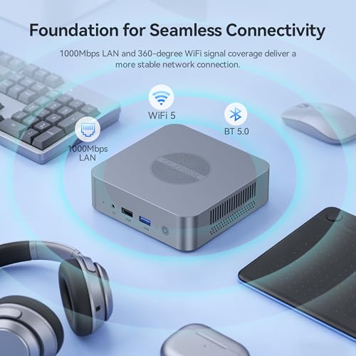 Image of Mini PC with Intel Alder Lake N95, 4 Cores 3.4GHz, 8GB RAM 256GB SSD Mini Computer, Dual HDMI 4K@60Hz / 1000Mbps LAN / WiFi5 / USB3.2 Micro PC for Business /Home Desktop Computer