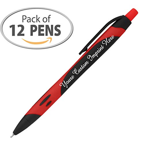Your Name Custom Printed On Our Bentley Rubberized Two-Tone Soft Touch Ballpoint Pen A Stylish, Premium Pen, Black Ink, Medium Point. Box Of 12 - Personalized Free (Red) #TOP1