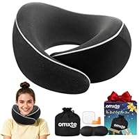 Travel Pillow - Memory Foam Travel Neck Pillow for Airplanes Travel Gift Adjustable Airplane Pillow for Long Flight Travel Essentials Easy to Carry with Eye Masks, Earplugs, and Luxury Mesh Bag Black