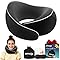 Travel Pillow - Memory Foam Travel Neck Pillow for Airplanes Travel Gift Adjustable Airplane Pillow for Long Flight Travel Essentials Easy to Carry with Eye Masks, Earplugs, and Luxury Mesh Bag Black