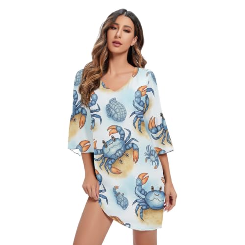Robe d'été crabe bleu légère : tissu ultra respirant et anti-transpiration pour femme