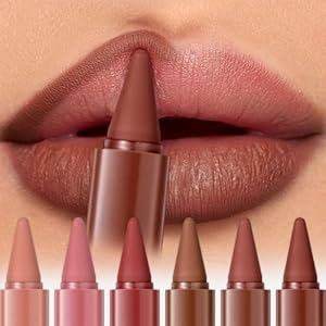 6 Pcs Gradient Lip Liner and Lipstick Combo Set – 2-in-1 Ombre Lipstick & Brown Lip Liner Duo – Waterproof, Long-Lasting, Matte Finish – Smudge-Proof, Full Coverage Lip Kit for Fuller & Plumper Lips