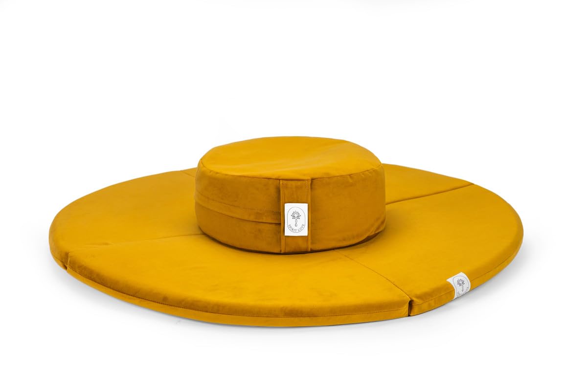 Meditationsset Zafu und Zabuton- faltbar Meditationsmatte Set- Velour Meditatioskissen weicher Stoff- bessere Unterstützung- waschbarer Bezug- langlebige Füllung- Ideal für Yoga- Anfänger und Profis