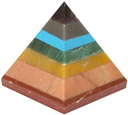 Aatm Energy Generator 7 Chakra Gemstone Pyramid – Natural Crystal Pyramid for Meditation, Positivity & Home Décor – Reiki Charged Spiritual Energy Tool (1x1 Inch)