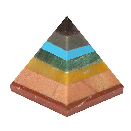 Aatm Energy Generator 7 Chakra Gemstone Pyramid – Natural Crystal Pyramid for Meditation, Positivity & Home Décor – Reiki Charged Spiritual Energy Tool (1x1 Inch)