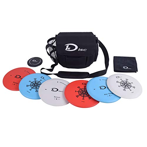 Disc Golf Starter Set-2 Pcs Putter, 2 Pcs Mid-Range, 2 Pcs Driver, 1 Mini Disc，1 Towel With Bag #TOP1