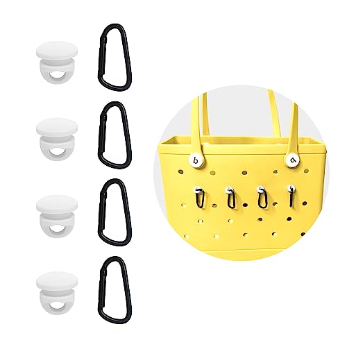 4 Packs Tassel Hanger for Bogg Bag, Insert Carabiner Key Chain Holder Charms, Accessories for Bogg Bags (White)