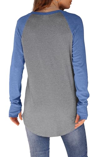Image of XIEERDUO Womens Tunic Tops to Wear with Leggings Long Sleeve Thumb Hole Shirts Crew Neck Curved Hem