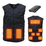 [rafuteru] 電熱ベスト 大容量バッテリー付き 前後9箇所発熱 ヒーターベスト ダウン 前後独立 3段階温度調整 USB給電 加熱服 超軽量 丸洗い 防寒 メンズ レディース 屋外作業 アウトドア 男女兼用