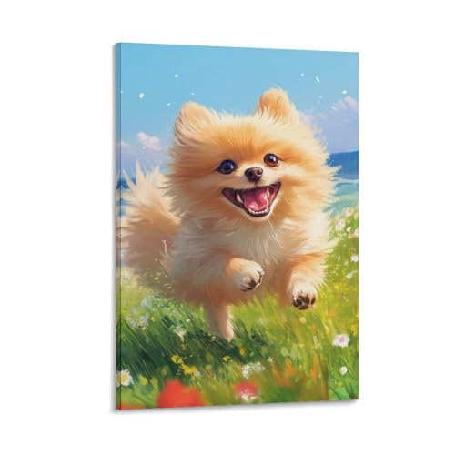 Peinture chien Poméranien affiche salon décoration murale chambre 30x45cm