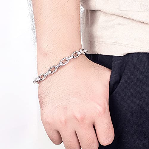 Pulsera sólida de plata 925 estilo Punk Dankadi 8 pulg miniatura 5