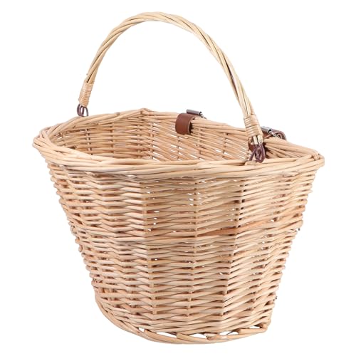 Hohopeti Weidenkorb Fahrradkorb mit Henkel Großer Natürlicher...