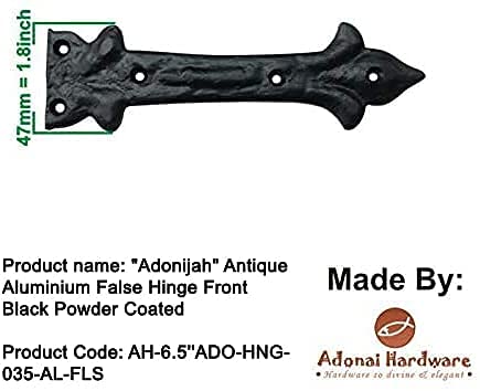 Image of Adonai Hardware Adonijah Aluminium Strap False or Faux or Dummy Hinge Front (6.5 inch x 16 Pack, Matte Black) for Barn Doors, Gates, Kitchen Cabinets, Wooden Box, Furniture, Cedar Chest and Sheds