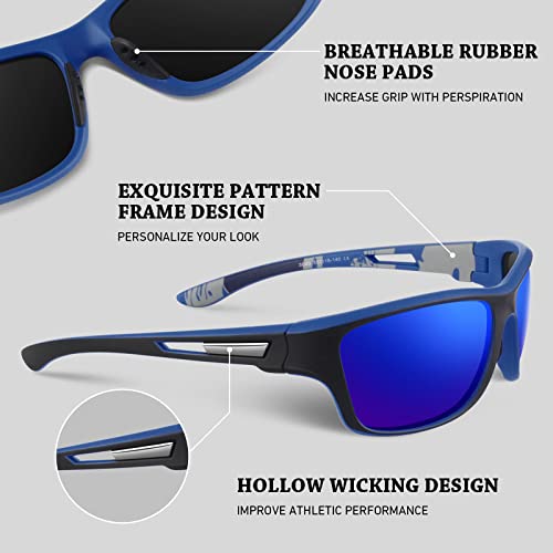 Polarized Sports Sunglasses for Men Women,Fishing Driving Rectangular Goggles UV400 Protection3