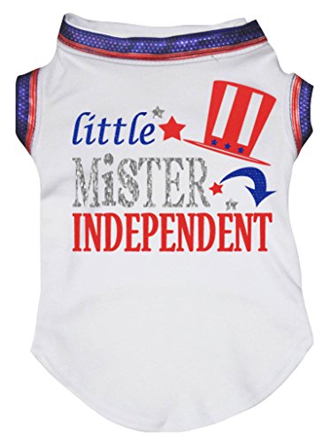 Petitebella Little Mister Independent Puppy Dog Shirt (White/USA, Medium)