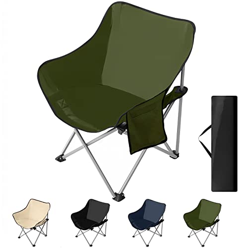 Mrtlloa Portable Folding Camping Chairs, Thicken 600D Oxford, Heavy Duty Lawn Chair Support 300 Lbs, Outdoor Chair With Side Pockets For Hiking, Beach, Fishing(Green) #TOP27