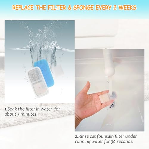 18 Set Cat Fountain Replacement Filters Compatible with oneisall PWF-001 2L/67oz Stainless Steel Pet Water Fountain Filters with Replacement Pre-Filter Pump Sponges