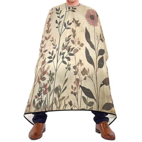 Kigai Herb Wildflowers Hair Cutting Cape for Men & Women Waterproof Barber Cape Professional Hairdressing Salon Styling Apron with Adjustable Closure Snap