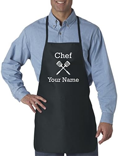 Hot4TShirts Personalized Chef’s Cooking Apron for Men (Black) Kitchen, BBQ Grill | Breathable, Comfortable Fabric | Funny Custom Designs, 2 Front Pockets | Machine Washable