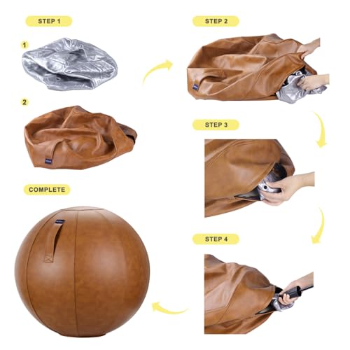 LifeSpan Fitness Cadeira de bola de exercícios de ioga com capa de couro confortável de , suporte tr