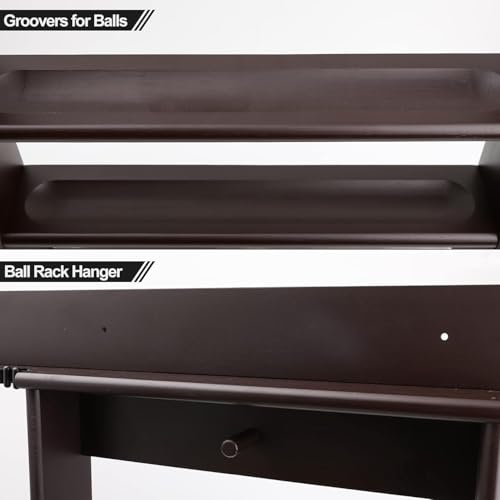 Pool Cue Rack, Bamboo Wall Mount Pool Sticks Holder, Holds 8 Cues and Full Set of Balls, Pool Table Accessories Organizer for Billiard Room or Club - Dark Brown - Image 3
