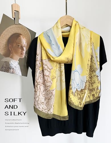 Silk Scarf Long Hair Wrap: 100% Mulberry Silk Large 67”×21” - Womens Fashion Designer Shawl with Gift Package3