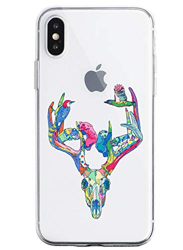 Fantasyqi Case Compatible for iPhone 7/8 Shell Transparent Silicone Soft TPU Ultra-Thin Shockproof Bumper Cute Pattern Protective Anti-Scratch Bumper Cover(deer)