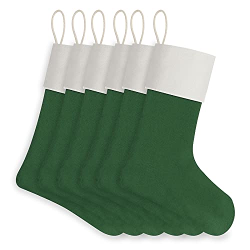 Christmas Stocking 18 Inch 6 Pack Green Xmax Personalized Stockings Bulk for Sublimation Green 6