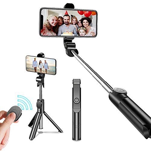 EMIUP Selfie Stick Tripod, 2-in-1 Expandable Bluetooth Selfie Stick with Detachable Wireless Remote Control for iPhone/Samsung/Huawei and More