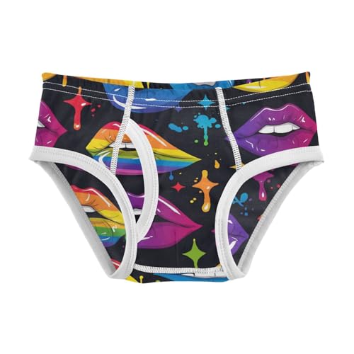 Wusikd Rainbow Boys' Underwear Cotton Colored Lips Boys Briefs Soft Toddler Underwear 2T