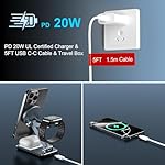 Wireless Charger 3 in 1,Foldable Wireless Charging Station for Apple MagSafe Charger,Aluminum Portable Magnetic Travel Charger Stand for iPhone,Watch,Aipods (with 20W Adapter & Case) - Image 5