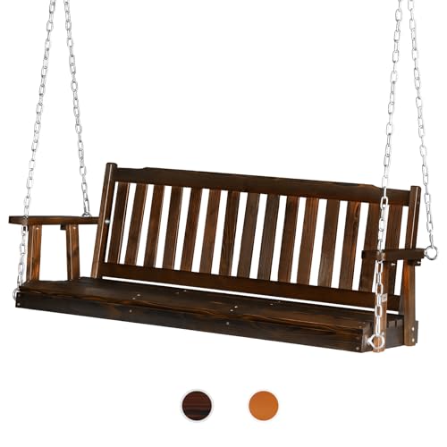 Image of VINGLI Upgraded 5 FT Wooden Porch Swing, 880 LBS Solid Fir Wood, Rustic