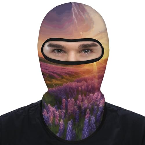 Balaclava Mask para Hombre Balaclava para Esquí Lavanda Pradera al Atardecer Máscara de Invierno para Ciclismo miniatura 7