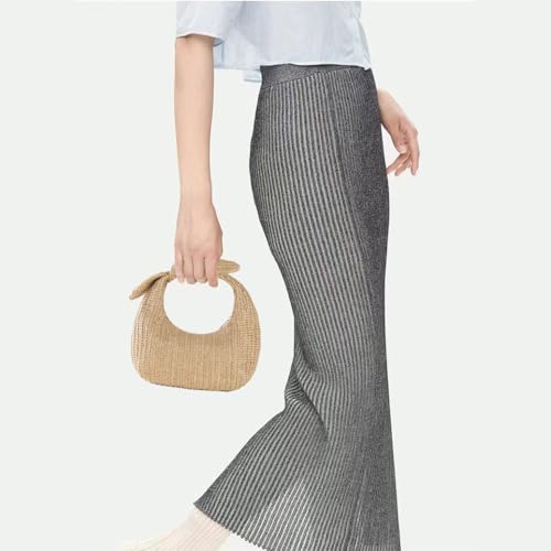 Image of Huralona Women Straw Woven Clutch Purse Pleated Handbag for Summer Beach Vacation Straw Shoulder Crossbody Bag